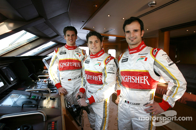 Adrian Sutil, Giancarlo Fisichella and Vitantonio Liuzzi