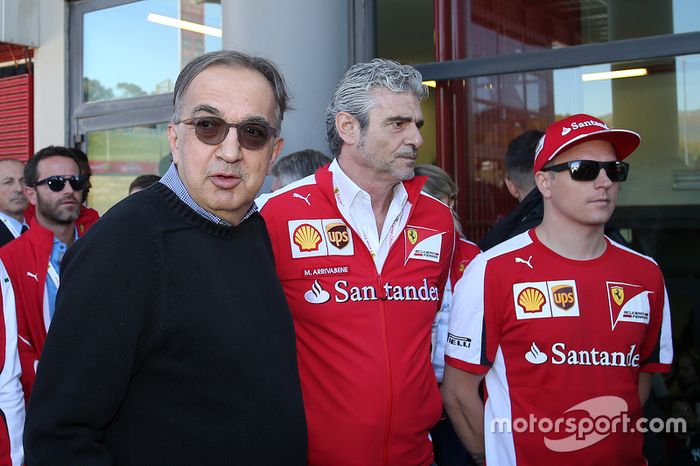 Sergio Marchionne, Presidente Ferrari y CEO de Fiat Chrysler Automobiles, Maurizizio Arrivabene y Kimi Raikkonen