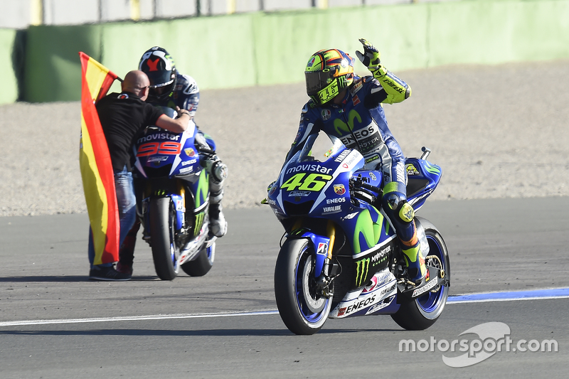 Valentino Rossi, Yamaha Factory Racing and winner and 2015 World Champion Jorge Lorenzo, Yamaha Factory Racing