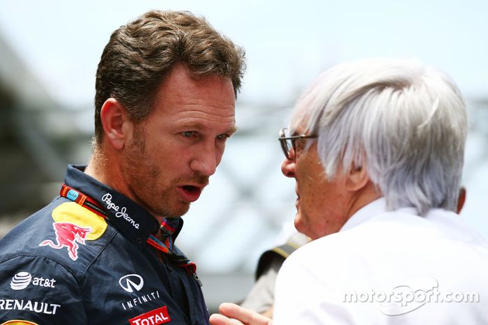 (L to R): Christian Horner, Red Bull Racing Team Principal with Bernie Ecclestone
