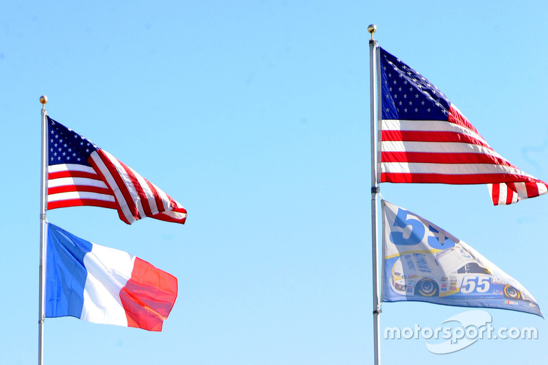 Michael Waltrip Racing flying the French flag in honor of the victims of the Paris terrorist attacks