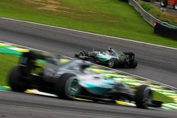 Nico Rosberg, Mercedes AMG F1 W06 leads team mate Lewis Hamilton, Mercedes AMG F1 W06