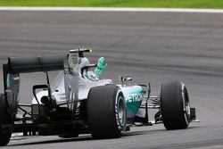 Race winner Nico Rosberg, Mercedes AMG F1 W06 celebrates at the end of the race