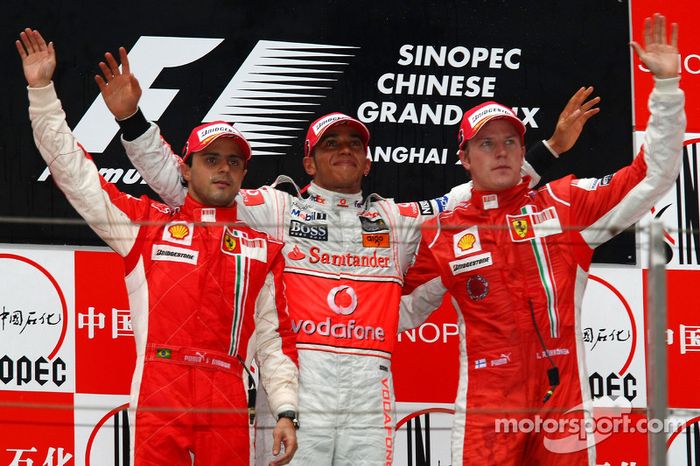 2008: 1. Lewis Hamilton, 2. Felipe Massa, 3. Kimi Räikkönen