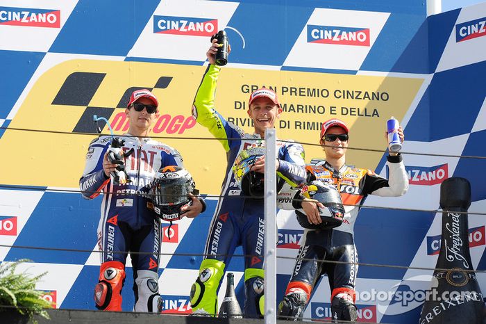 2009: 1. Valentino Rossi, 2. Jorge Lorenzo, 3. Dani Pedrosa