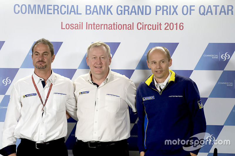 Piero Taramasso, Director de la dos ruedas Michelin Motorsport; Pascal Couasnon, Director de Michelin Motorsport; Nicolas Goubert, Director Adjunto y Director técnico Michelin Motorsport