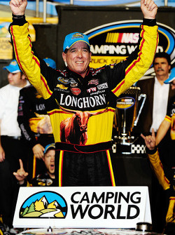 Championship victory lane: 2009 champion Ron Hornaday celebrates