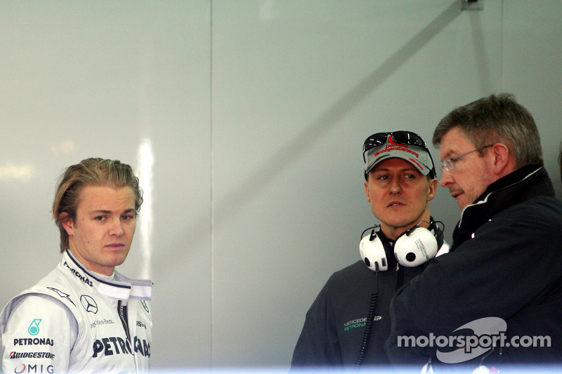 Nico Rosberg, Mercedes GP, Michael Schumacher, Mercedes GP, Ross Brawn director de equipo, Mercedes 