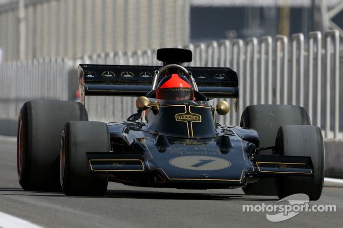 Emerson Fittipaldi, 1972 and 1974 F1 World Champion drives the 1972 Lotus 72D